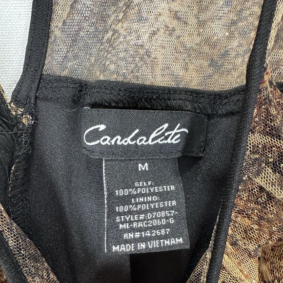 Vtg Candalite Dress Womens Medium Brown Sparkle Maxi Cocktail Event Tulle Ruched - Picture 11 of 16